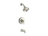 KOHLER K-TS10582-4 Bancroft Rite-Temp bath and shower valve trim with metal lever handle, slip-fit spout and 2.5 gpm showerhead