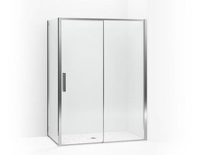 KOHLER 706093-L-SHP Torsion Frameless Sliding Shower Door With Return Panel, Right-Hand Door, 76-7/8"H X 60"W X 36"W in Bright Polished Silver