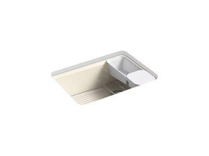KOHLER K-8668-5UA2-47 Riverby 27" x 22" x 9-5/8" Undermount single-bowl kitchen sink with accessories and 5 oversized faucet holes