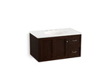 KOHLER K-99520-R-1WB Damask 36" wall-hung bathroom vanity cabinet with 1 door and 2 drawers on right