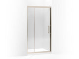 KOHLER 705820-L-ABV Lattis Pivot Shower Door, 76" H X 39 - 42" W, With 3/8" Thick Crystal Clear Glass in Anodized Brushed Bronze