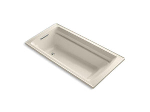 KOHLER K-1125-W1-47 Archer 72" x 36" drop-in bath with Bask heated surface and reversible drain