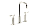 KOHLER K-14408-4-BN Purist Widespread bathroom sink faucet with high lever handles and high gooseneck spout