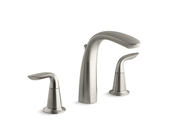 KOHLER T5324-4-BN Refinia Bath Faucet Trim With High-Arch Diverter Spout And Lever Handles, Valve Not Included in Vibrant Brushed Nickel