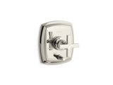 KOHLER T98759-3-SN Margaux Rite-Temp(R) Pressure-Balancing Valve Trim With Push-Button Diverter And Cross Handles, Valve Not Included in Vibrant Polished Nickel