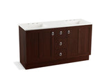 KOHLER K-99537-TKSD-1WG Poplin 60" bathroom vanity cabinet with toe kick, 2 doors and 3 drawers, split top drawer