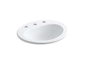 KOHLER K-2196-8 Pennington Drop-in bathroom sink with 8" widespread faucet holes