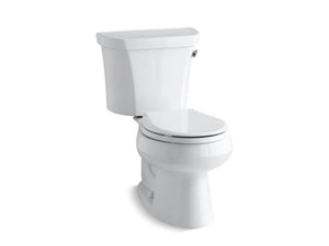 KOHLER 3997-RZ-0 Wellworth Two-Piece Round-Front 1.28 Gpf Toilet With Right-Hand Trip Lever, Tank Cover Locks, And Insulated Tank in White