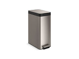 KOHLER 23826 13-gallon stainless steel slim step trash can with bifold lid