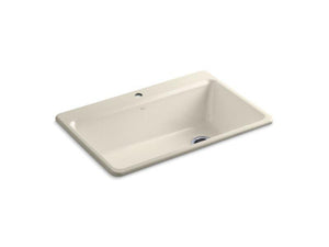 KOHLER K-5871-1A2-47 Riverby 33" x 22" x 9-5/8" top-mount single-bowl kitchen sink with accessories