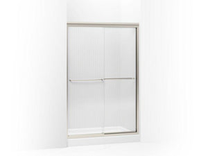 KOHLER 702208-G54-ABV Fluence Sliding Shower Door, 70-5/16" H X 44-5/8 - 47-5/8" W, With 1/4" Thick Falling Lines Glass in Anodized Brushed Bronze