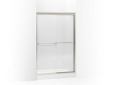 KOHLER 702208-G54-MX Fluence Sliding Shower Door, 70-5/16" H X 44-5/8 - 47-5/8" W, With 1/4" Thick Falling Lines Glass in Matte Nickel