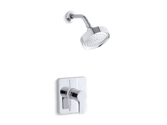 KOHLER TS10447-4-CP Singulier Rite-Temp(R) Shower Valve Trim With Lever Handle And 2.5 Gpm Showerhead in Polished Chrome
