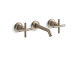 KOHLER K-T14413-3 Purist Widespread wall-mount bathroom sink faucet trim with cross handles, 1.2 gpm