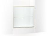 KOHLER K-702200-6G54 Fluence 54-5/8 - 59-5/8" W x 58" H sliding bath door with 1/4" thick Falling Lines glass