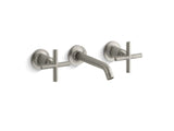 KOHLER K-T14413-3 Purist Widespread wall-mount bathroom sink faucet trim with 6-1/4" spout and cross handles, requires valve