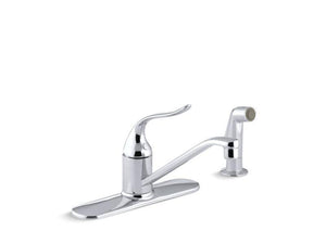 KOHLER P15172-F-CP Coralais Single-Handle Kitchen Sink Faucet With Escutcheon, Sidespray And 8 1/2" Swing Spout, Project Pack in Polished Chrome