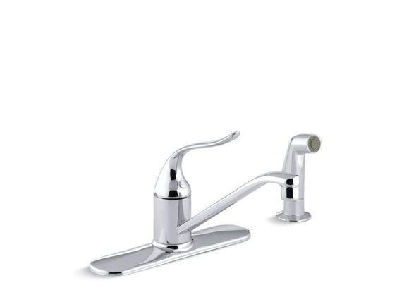 KOHLER P15172-F-CP Coralais Single-Handle Kitchen Sink Faucet With Escutcheon, Sidespray And 8 1/2