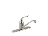KOHLER 15171-F-BN Coralais Three-Hole Kitchen Sink Faucet With 8-1/2" Spout And Lever Handle in Vibrant Brushed Nickel