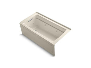 KOHLER K-1122-HL-47 Archer 60" x 32" alcove whirlpool with integral apron, left-hand drain and heater