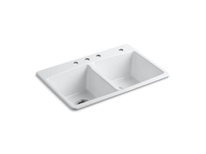 KOHLER K-5846-4 Brookfield 33" x 22" x 9-5/8" top-mount double-equal kitchen sink