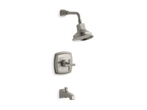 KOHLER TS16225-3-AF Margaux Rite-Temp Bath And Shower Trim Set With Cross Handle And Npt Spout, Valve Not Included in Vibrant French Gold