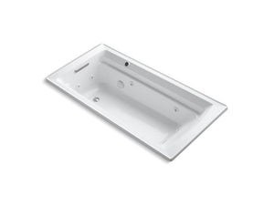 KOHLER K-1124-W1 Archer 72" x 36" drop-in whirlpool bath with end drain and Bask heated surface