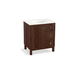 KOHLER K-99504-LGR-1WE Jacquard 30" bathroom vanity cabinet with furniture legs, 1 door and 3 drawers on right