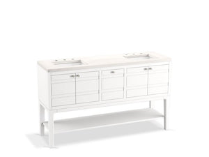 KOHLER K-33525-ASB Helst 60" bathroom vanity cabinet with sinks and quartz top