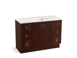 KOHLER K-99535-TKSD-1WG Poplin 48" bathroom vanity cabinet with toe kick, 2 doors and 6 drawers, split top drawers