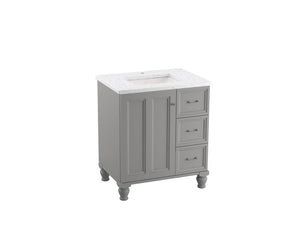 KOHLER K-CM99517-BD1 Damask 30" bathroom vanity cabinet with sink and quartz top