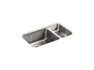 KOHLER K-3174 Undertone 31-1/2" x 18" x 9-3/4" undermount high/low double-bowl kitchen sink