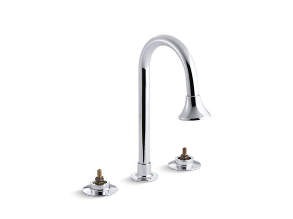 KOHLER 7303-KC-CP Triton Widespread Commercial Bathroom Sink Faucet With Gooseneck Spout With Rosespray And Rigid Connections, Requires Handles, Drain Not Included in Polished Chrome