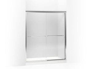 KOHLER 702217-L-NX Fluence Sliding Shower Door, 75" H X 56-5/8 - 59-5/8" W, With 3/8" Thick Crystal Clear Glass in Brushed Nickel
