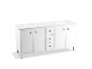 KOHLER K-99512-LGSD-1WA Jacquard 72" bathroom vanity cabinet with furniture legs, 4 doors and 3 drawers, split top drawer