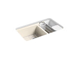 KOHLER K-8669-5UA3-FD Riverby 33" x 22" x 9-5/8" Undermount large/medium double-bowl kitchen sink with accessories and 5 oversized faucet holes