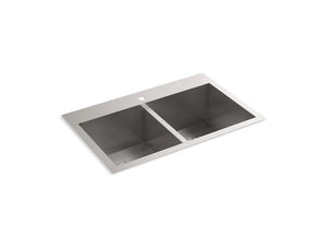 KOHLER 80167-1-NA Vault 30-1/2" X 20" Top-Mount/Undermount Double-Equal Bowl Kitchen Sink With Single Faucet Hole