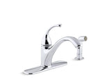 KOHLER 10412-CP Forté 4-Hole Kitchen Sink Faucet With 9-1/16" Spout, Matching Finish Sidespray in Polished Chrome