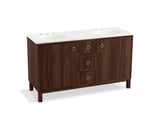 KOHLER K-99511-LGSD-1WE Jacquard 60" bathroom vanity cabinet with furniture legs, 2 doors and 3 drawers, split top drawer