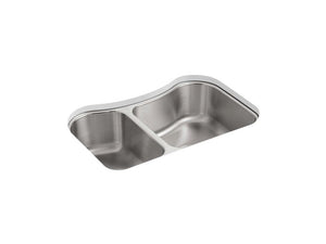 KOHLER 3891-NA Staccato 31-5/8" X 19-9/16" X 8-3/8" Undermount Double-Bowl Extra-Large/Medium Kitchen Sink