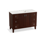 KOHLER K-99535-LGSD-1WG Poplin 48" bathroom vanity cabinet with legs, 2 doors and 6 drawers, split top drawers
