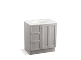 KOHLER K-99517-TKL-1WT Damask 30" bathroom vanity cabinet with toe kick, 1 door and 3 drawers on left