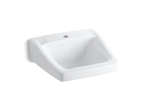 KOHLER 1721-0 Chesapeake 20" X 18-1/4" Wall-Mount/Concealed Arm Carrier Bathroom Sink With Single Faucet Hole in White