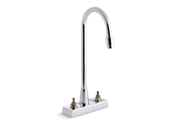 KOHLER 7305-KE-CP Triton Centerset Commercial Bathroom Sink Faucet With Gooseneck Spout And Vandal-Resistant Aerator, Requires Handles, Drain Not Included in Polished Chrome