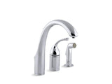 KOHLER 10430-CP Forté 3-Hole Remote Valve Kitchen Sink Faucet With 9" Spout With Matching Finish Sidespray in Polished Chrome