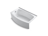 KOHLER K-1118-LAW Expanse 60" x 30-36" curved alcove bath with Bask heated surface and left-hand drain