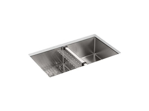 KOHLER K-5281 Strive 32" undermount double-bowl kitchen sink with accessories