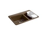 KOHLER K-8669-1A2-KA Riverby 33" x 22" x 9-5/8" top-mount large/medium double-bowl kitchen sink with accessories and single faucet hole