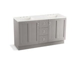 KOHLER K-99537-TKSD-1WT Poplin 60" bathroom vanity cabinet with toe kick, 2 doors and 3 drawers, split top drawer