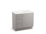 KOHLER K-99507-TKL-1WT Jacquard 36" bathroom vanity cabinet with toe kick, 1 door and 3 drawers on left